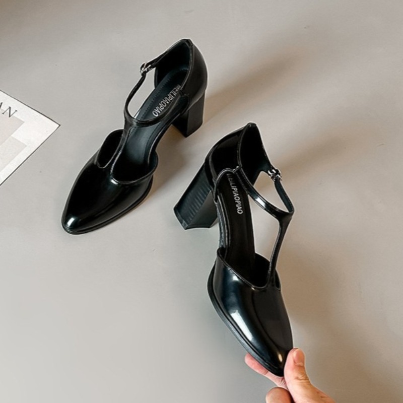 Leather Classic Strap - Mary Jane schoenen zwarte hoge hakken