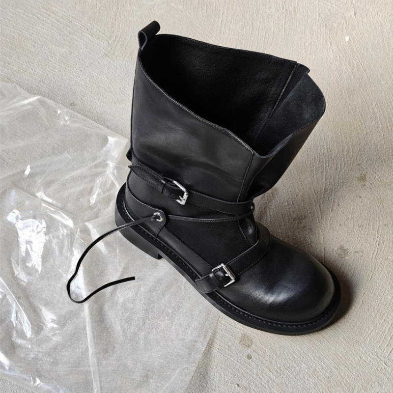 Retro gesp halfhoge laarzen da - Leather Classic Strap recensie en prijs